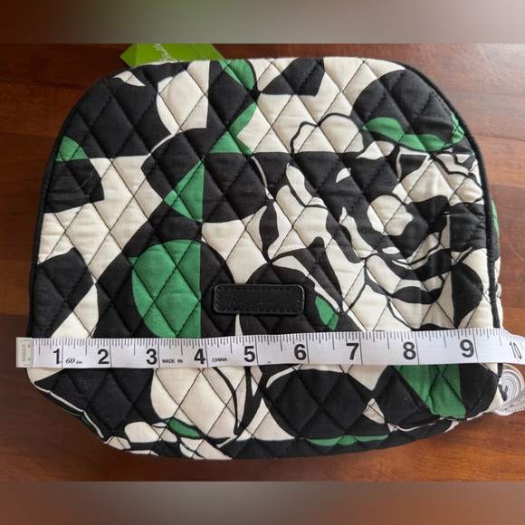 NWT Vera Bradley Imperial Rose Large Zip Cosmetic Makeup Bag Green Black Travel - Picture 6 of 8